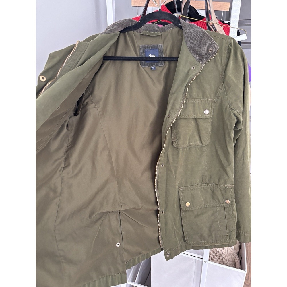 GAP Women's Green Full Zip Barn Jacket Chore Coat Corduroy Collar Size Medium - Picture 8 of 12